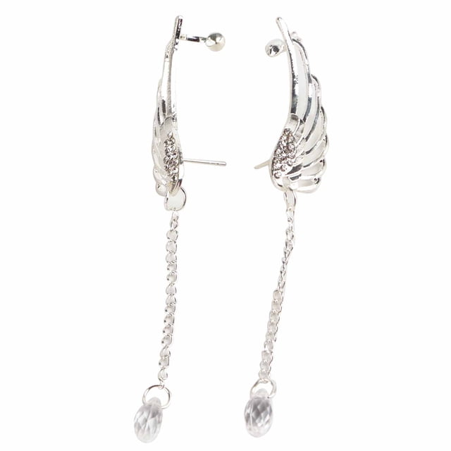 1 par de pendientes con forma de ala y borlas para mujer, accesorio decorativo para fiestas y citas