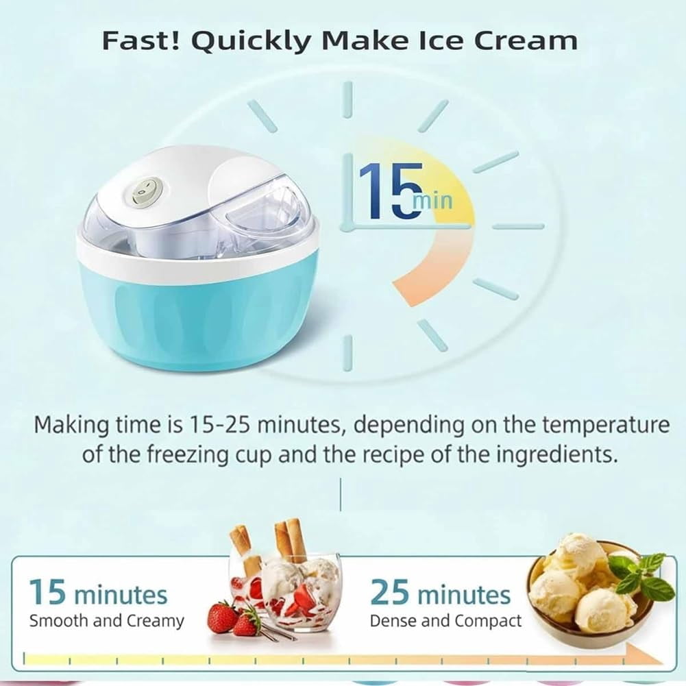 Small Home Mini Ice Cream Maker, Personal Ice Cream Maker for Homemade Frozen Yogurt, Gelato & Sorbet, DIY Personal Ice-Cream Makers Mini with One-Touch Control for Frozen Treats & Sorbet