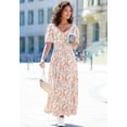 thumbnail image 2 of LASCANA Women's Printed Puff Sleeve Maxi Dress Smocking, 2 of 5
