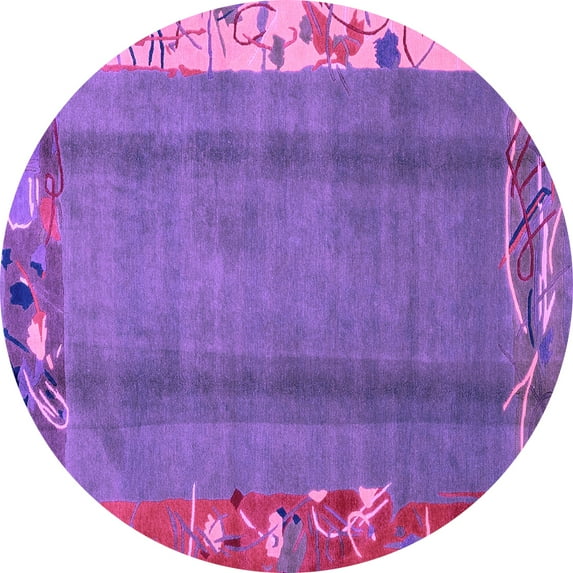 Ahgly Company Indoor Round Abstract Purple Modern Area Rugs, 8' Round