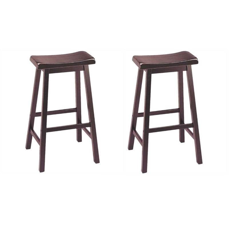 Home Square Wood 29 Saddle Seat, 29 Inch Seat Height Bar Stools