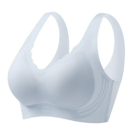 Top Pick: Women s Ice Silk Bra  Thin Summer Lingerie  Plus Size Fixed Cup Wireless Comfortable Underwear SOPATENOR Gray 2XL