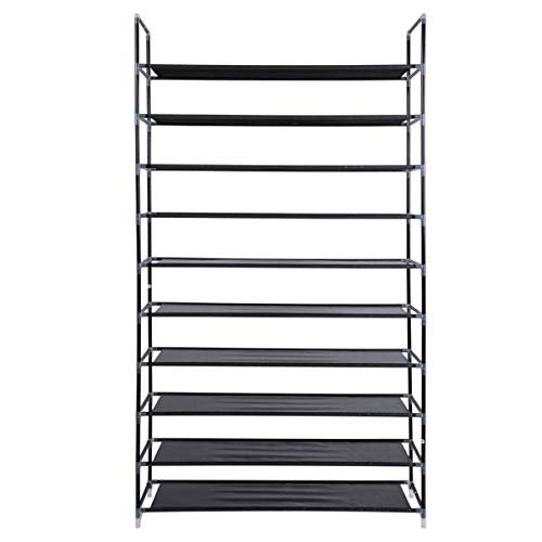 Soso Bantian1989 Black 10 Tiers Shoe Rack 50 Pairs Non Woven Fabric Shoe Tower Storage Organizer Cabinet Walmart Com Walmart Com