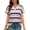 Striped-Pink, variant on Womens Summer Tops Short Dolman Sleeve T Shirts V Neck Striped Loose Fit Casual Trendy Tees