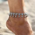 thumbnail image 3 of Pulsera de tobillo con flores de 23+9 cm para mujer, resistente al agua, de plata, talla grande, estilo vintage bohemio, indio, no se deslustra, bonita y gruesa, estilo cubano, estilo amistad., 3 of 4