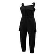thumbnail image 4 of Salopette Décontractée Extensible Ajustable pour Femmes, Col Carré, Pantalon Long avec Poches, Jaune 2TG, 4 of 8