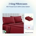 thumbnail image 3 of California Design Den King Pillow Cases Set of 2 - 400 Thread Count, 100% Cotton Sateen Bedding Pillow Case Set, Fits King Pillows - Bright True Red, 3 of 7