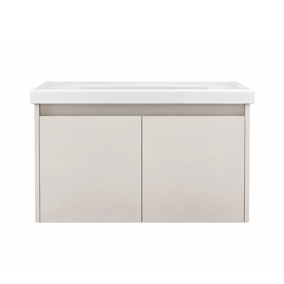 Ilios Innova | Lavamanos con Gabinete Flotante, Diseño Moderno Beige y Almacenamiento Funcional