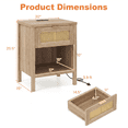 thumbnail image 3 of Giantex Rattan Nightstand, Wood Bedside End Table w/USB Ports for Bedroom, Oak, 3 of 9