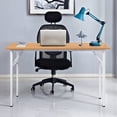 thumbnail image 3 of SOGES 55 inches Folding Computer Desk Home Office Workstation, Teak & White, 3 of 6