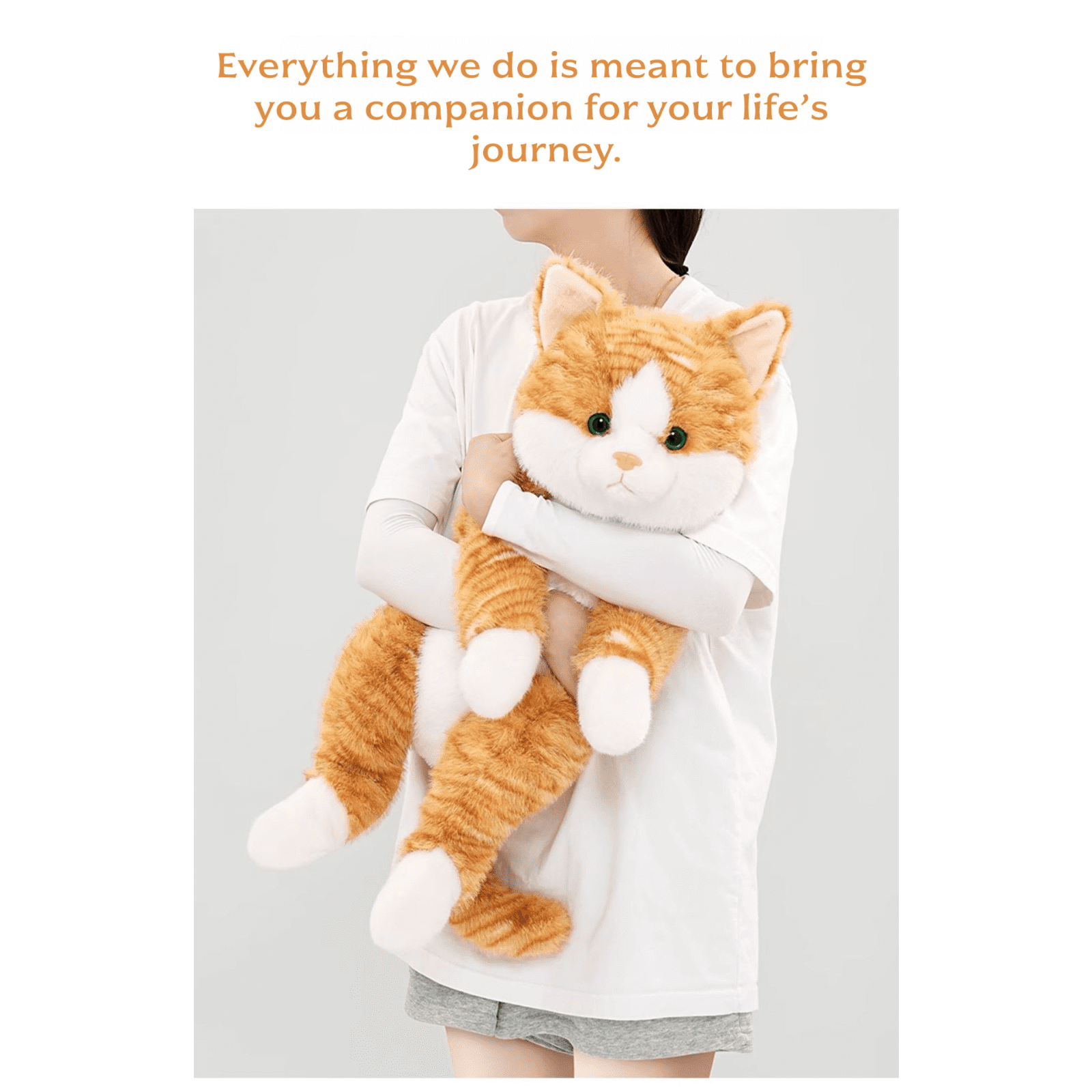 Lifelike Cat Plush Toy, Soft Stuffed Cat with Weighted Paws & Tail, Realistic Plush Animal Pillow Doll for Home Decoration and Comfort Gift