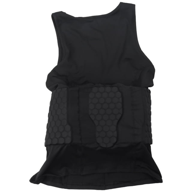 Men's Rib Protector Padded Vest Compression Shirt Training Vest with 3-Pad for Football Soccer Basketball Hockey Protective Gear XL