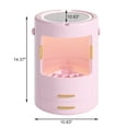 thumbnail image 7 of VECELO 360 Rotating Makeup Organizers, Desktop Cosmetic Storage Box with LED Lighted Mirror, Anti Dust and Waterproof Skin Care Cosmetic Display Cases with Lid and Drawers, Pink, 7 of 7