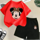 thumbnail image 3 of Conjunto de camisetas y pantalones cortos de verano con estampado de Mickey para niños y adolescentes de 2 a 14 años, camisetas informales de manga corta y cuello redondo, 2 piezas, 3 of 5