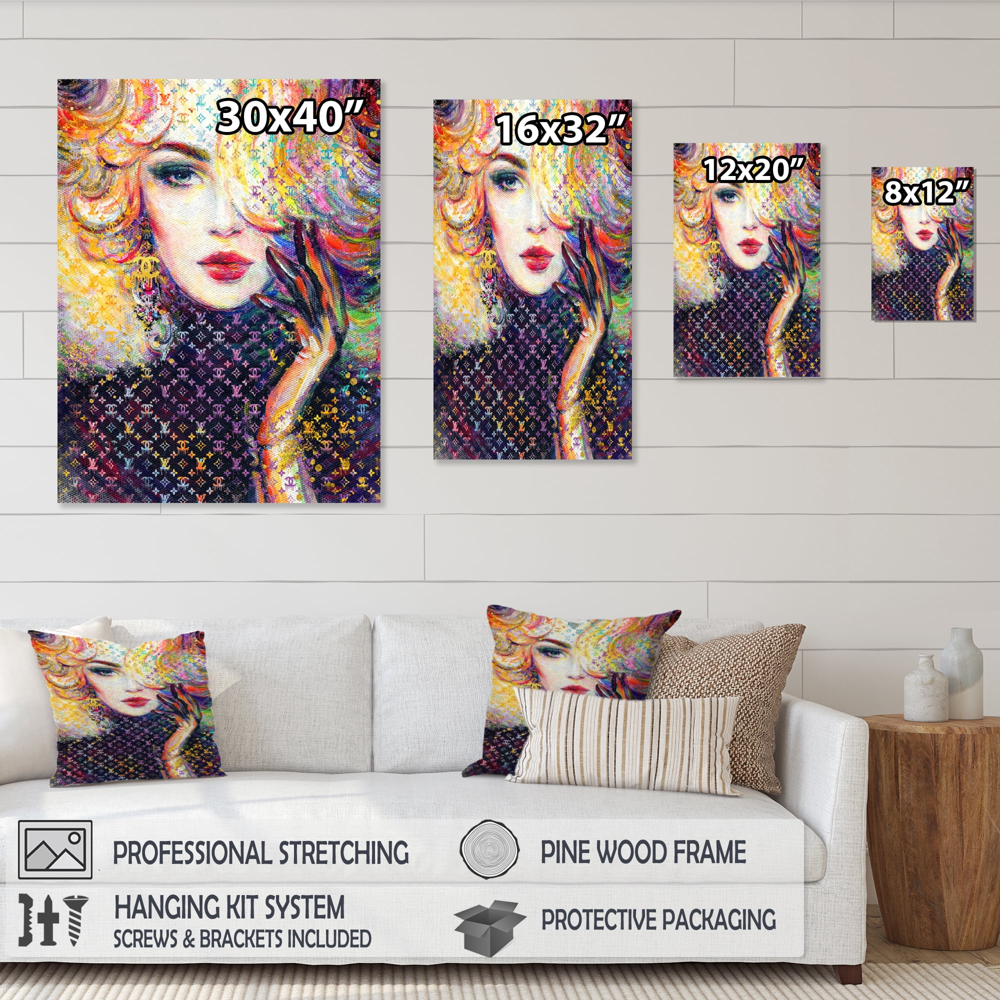 Designart Fashion Female Illustration Multicolor II Canvas Wall Art