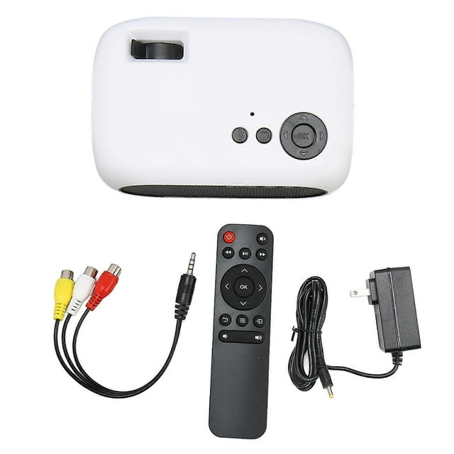 M24 Mini Portable Projector Multifunction 360 Degree Surround Sound Home Theater Video Projector 100?240V White US Plug
