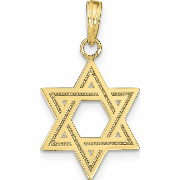 10K Yellow Gold Solid Satin Star Of David Charm (25 X 14) Made In United States 10m1594