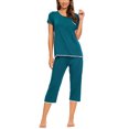 thumbnail image 3 of MINTLIMIT Ensembles de Pyjama Unis pour Femmes avec Hauts à Manches Courtes et Pantalons Capri, 3 of 4