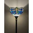 thumbnail image 2 of Tiffany Torch Floor Lamps Blue Stained Glass Dragonfly LED Bulb Included For Living Room Dining Room Bedroom 12"W*12"D*66"H, 2 of 5