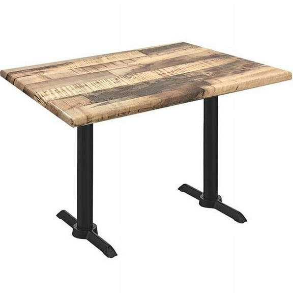 Holland 30" Black 2 Base Rectangle Table in Rustic Top
