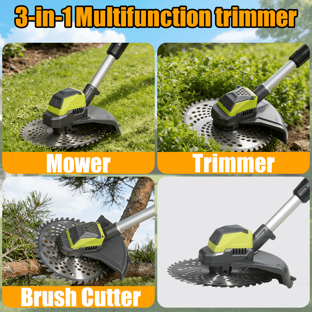 KingFurt Cordless String Trimmer, 21V Electric Weed Wacker,  with 2 x Batteries,  3-in-1 Weed Eater, Lawn Tool Cordless Cutter Mower