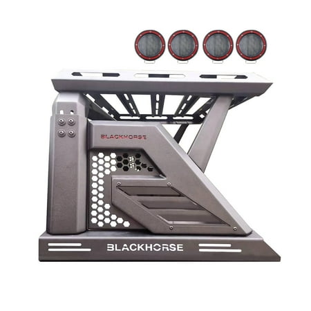 Black Horse Off Road Armour II Roll Bar W/Basket Kit Black Compatible with 2019-2022 Ford Ranger-AR2-07BA3-PLFR