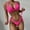 01 Hot Pink, variant on Hicidod Women's High Waisted Bikini Set for Women Trendy Solid V Neck Bathing Suits Push Up Tie Knot Two Piece Swimsuits