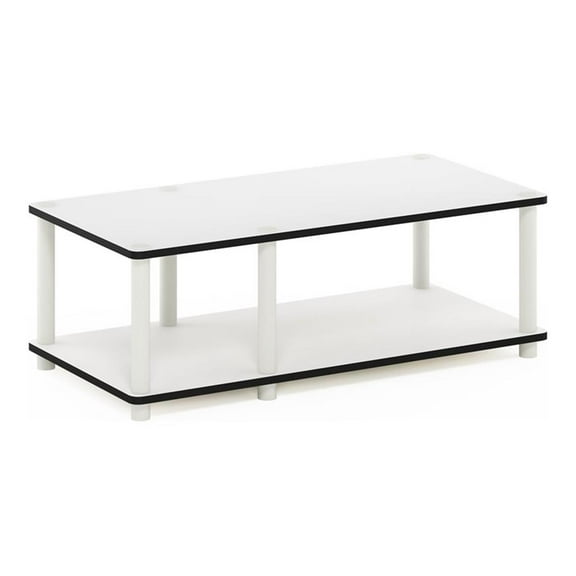 Pemberly Row Wood No Tools Mid TV Stand for TV up to 32" in White