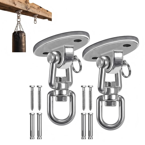 Swing Hangers 2 Pack Ceiling Swing Mount Stainless Steel Swing Set Brackets 360° Swivel Heavy Duty 2000 lbs for Yoga Swing Indoor Outdoor Use