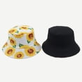 thumbnail image 2 of Primavera Verano negro floral pescador gorras girasol estampado cubo sombrero blanco jinwen Sombrero de copa, 2 of 6