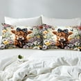 thumbnail image 4 of Erosebridal Cute Highland Cow Bed Sheets Set Full Size, Colorful Garden Flower Bedding Sets Full Size 4 Pieces, 4 of 7