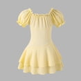 thumbnail image 4 of HOMADLES Girls Casual Dress, Little Girls Dresses Crewneck Flutter Sleeve Summer Ruffle Dresses Girls Party Dresses Pleated Dress Yellow 12-13 T, 4 of 6