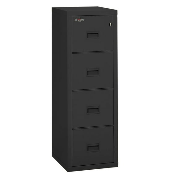 FireKing Turtle Four-Drawer, Vertical Fire Resistant File Cabinet, Letter/Legal Size 22" Depth, UL Class 350 One-Hour Fire Rated With Heavy-Duty Keylock, Black