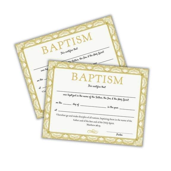 Baptism Certificate for Churches to Frame with Gold Border on Linen 6 pk 8.5x11 Dedication Thank You Cards Invitation Christening Greenery