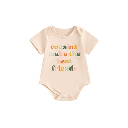 

ESASSALY Baby Boy Romper Short Sleeve Crew Neck Letters Print Summer Bodysuit