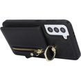 thumbnail image 5 of Samsung Galaxy S21 Case with Card Holder for Women, Samsung Galaxy S21 Phone Case Wallet with Credit Card with Ring Kickstand Zipper Slim Stand Case - Black, 5 of 7