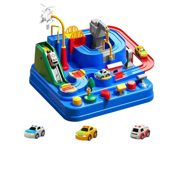 Wooden Train Track Toy Set with 3 Cars Educational Toddler Toy for Kids 3 4 5 Years Old