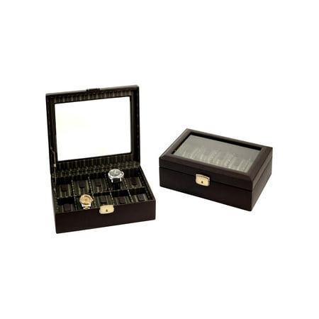 Bey - Berk Brown Leather 10 Watch Box with Locking Clasp
