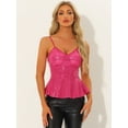 thumbnail image 4 of DARING DIVA Women's Spaghetti Strap Ruffles Peplum Sequin Tank Top XL Rose Red, 4 of 6
