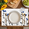 thumbnail image 4 of Blue Flowers Placemats Set of 6, Spring Modern Simple Botanical Floral Plants Placemats for Dining Table, Place Mats for Kitchen Tabletop, Waterproof Wipeable Dining Table Mats Set, 4 of 9