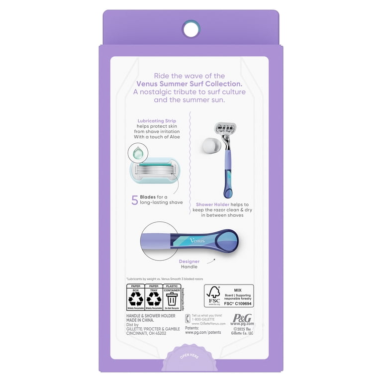 Venus Manual Razor, Summer Surf Extra Smooth Sensitive, 5 Blade