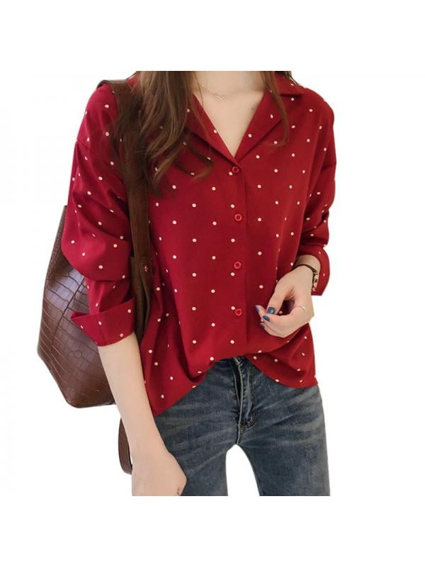 polka dot chiffon blouse