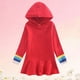 thumbnail image 3 of Vestido de manga larga de color sólido para niños Vestido de temporada Vestido con capucha para niñas Vestido con capucha Vestido de poliéster para niños, 3 of 5