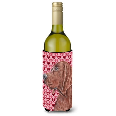Redbone Coonhound Hearts and Love Wine Bottle Hugger
