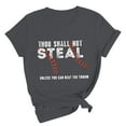 thumbnail image 3 of Endives Thou Shall Not Steal Unless You Can Beat The Throw Women's Letter Baseball Love Print Round Neck Short Sleeve T Shirt Top, 3 of 6