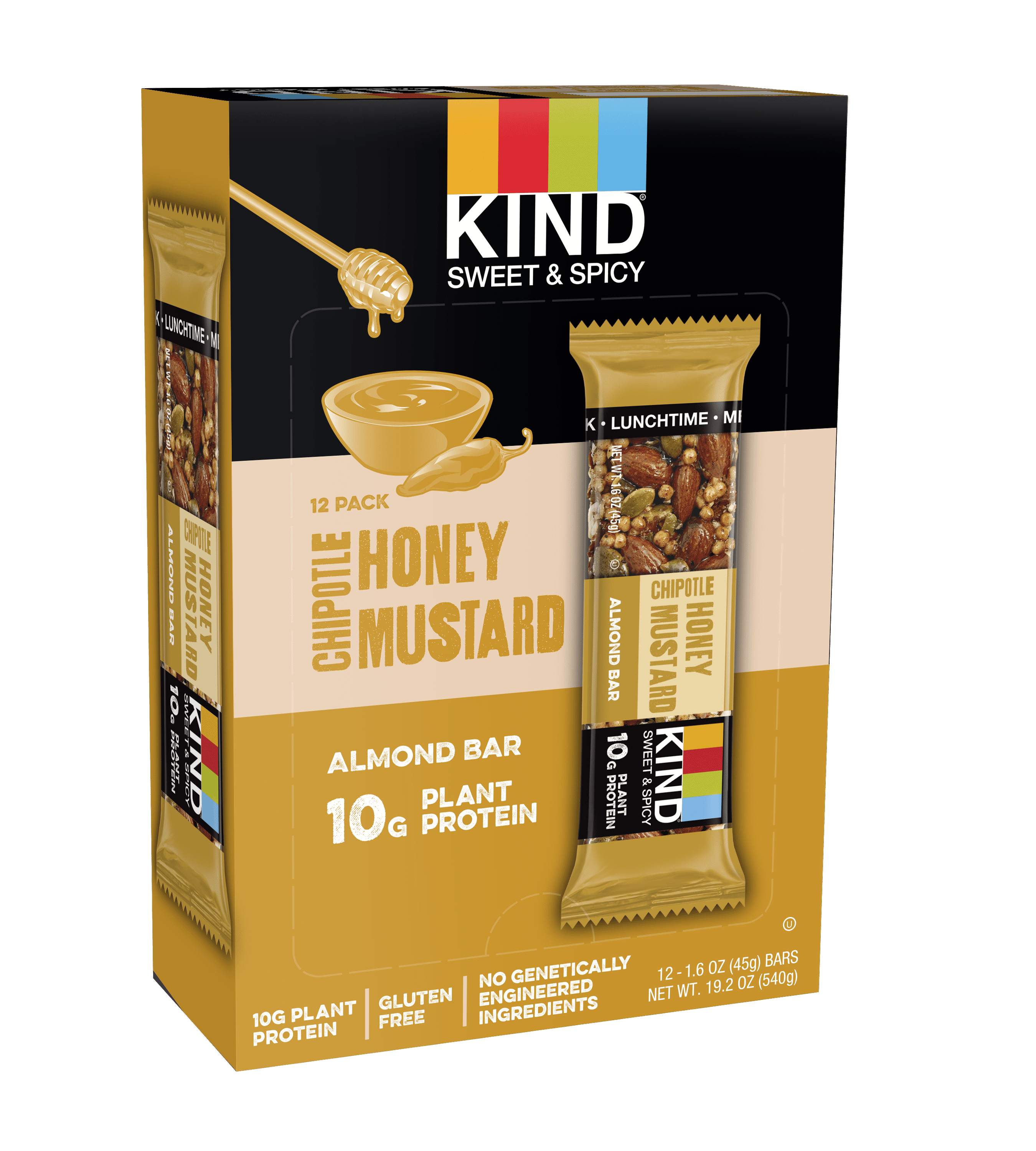 KIND Gluten Free Bars, Sweet & Spicy, Chipotle Honey Mustard, 12 Ct