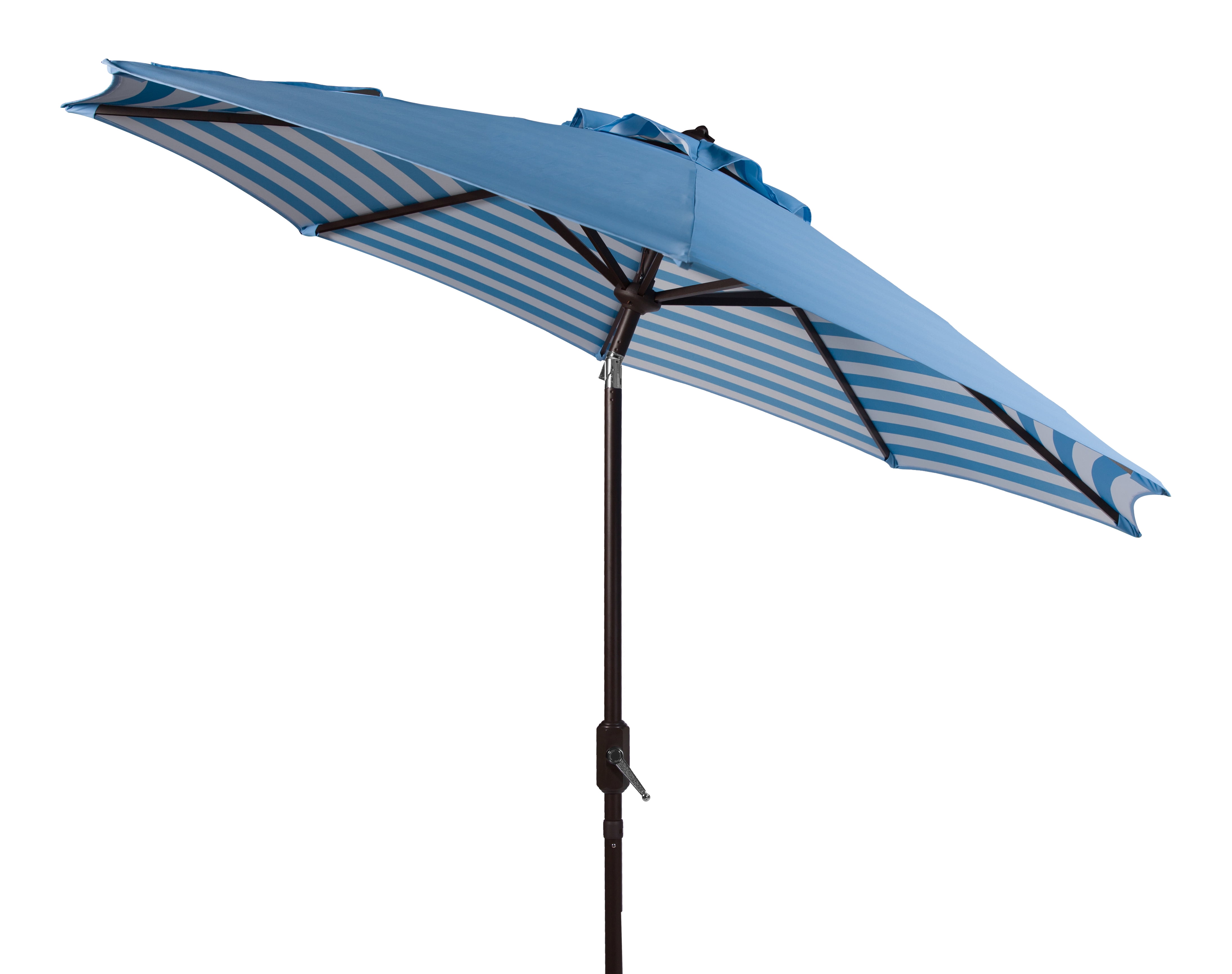 Safavieh Athens 9' Market Crank Striped Patio Umbrella, Blue/White