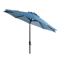 Safavieh Athens 9' Market Crank Striped Patio Umbrella, Blue/White