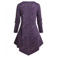 thumbnail image 3 of Camiseta Irregular de Talla Grande de Color Bloque con Cuello de Chal Rosegal  Mangas largas de talla grande, 3 of 5