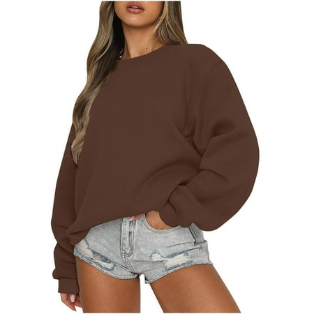 

EHTMSAK Nurse Crewneck Sweatshirt Hoodie Sweater Crew Neck Green Pullover Sweatshirt Solid Color Halloween Sweaters for Women Summer Maternity Clothes for Teen Girl Brown XL